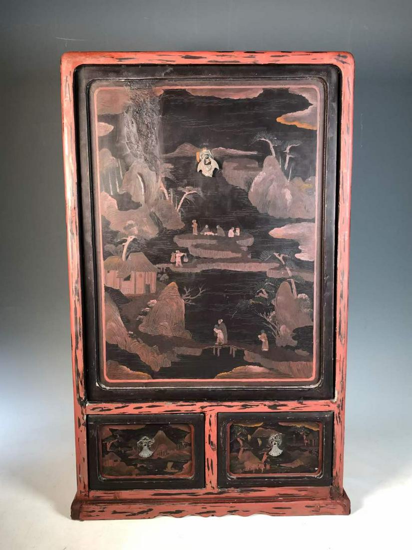 Book box of characters' stories painted with lacquer in late Qing Dynasty (1 of 9)