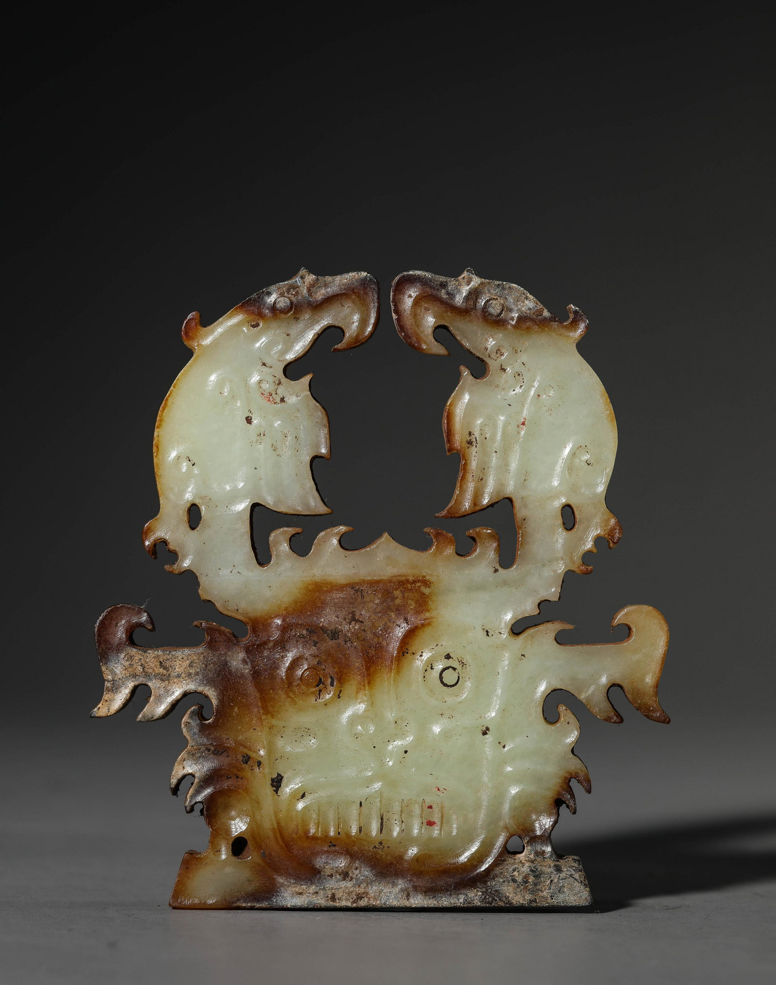 A Chinese Jade Beast Pendant: L:9.6cm W:8.6cm