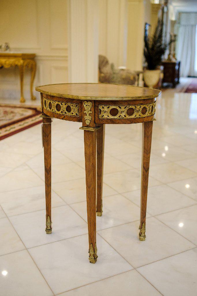 French Style Table w/marquetry top & Ormolu mount (1 of 6)