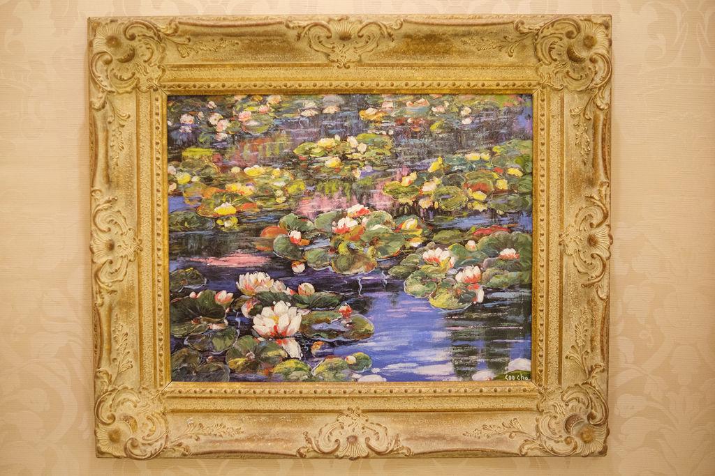 Small Oil on canvas of water lilies on pond artist (1 of 3)