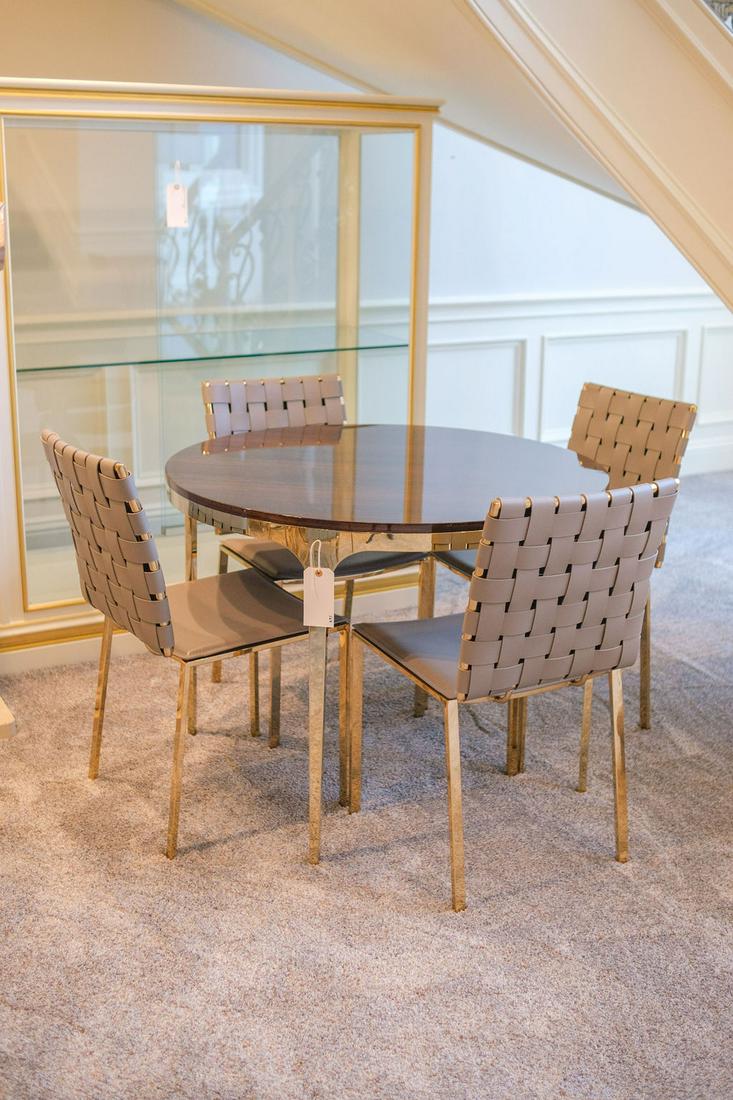 Interlude Home - Round Brass Table w/Black Lacquered (1 of 3)