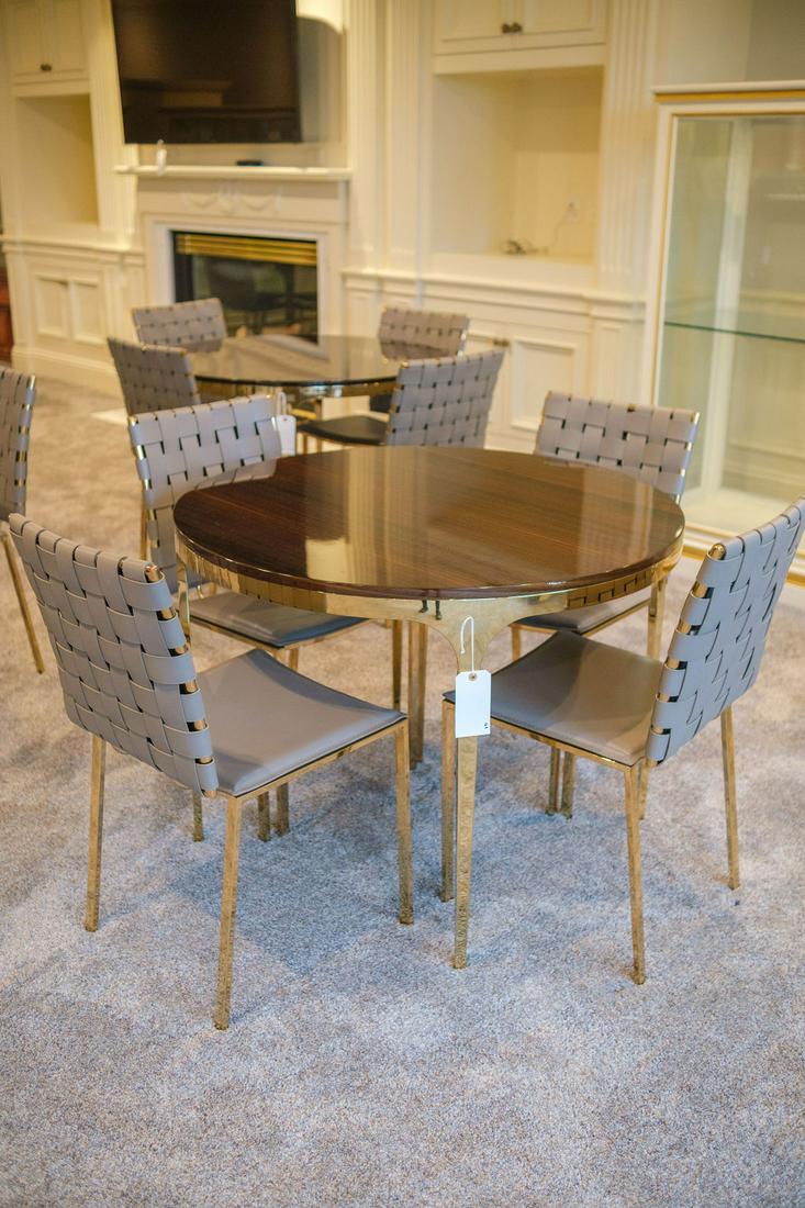 Interlude Home - Round Brass Table w/Black Lacquered (1 of 2)