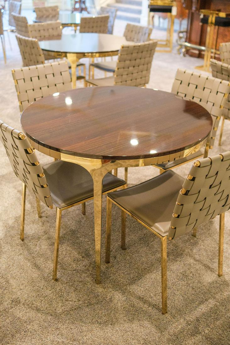 Interlude Home - Round Brass Table w/Black Lacquered (1 of 3)