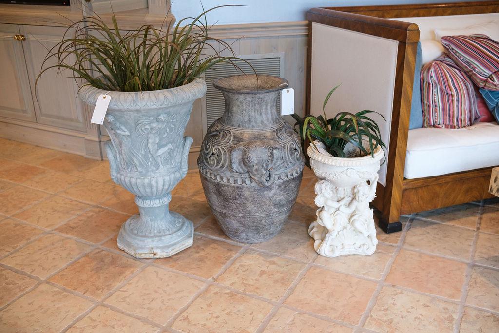 Assorted Lot to include - (1) Cast concrete planter (1 of 2)