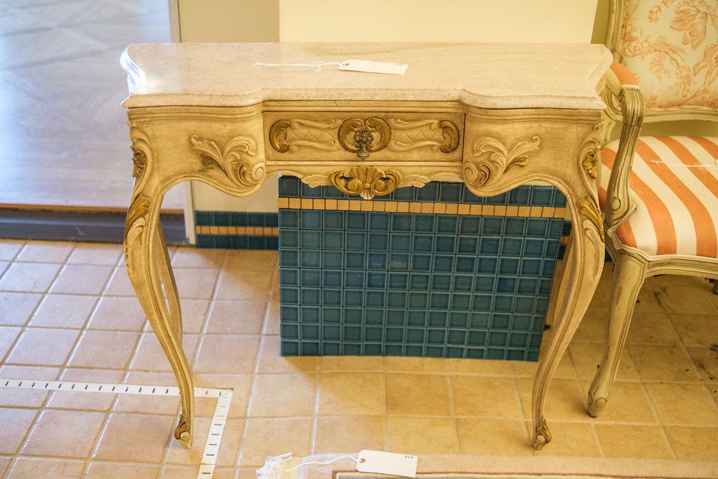 Carved French style console w/conforming marble top (1 of 3)