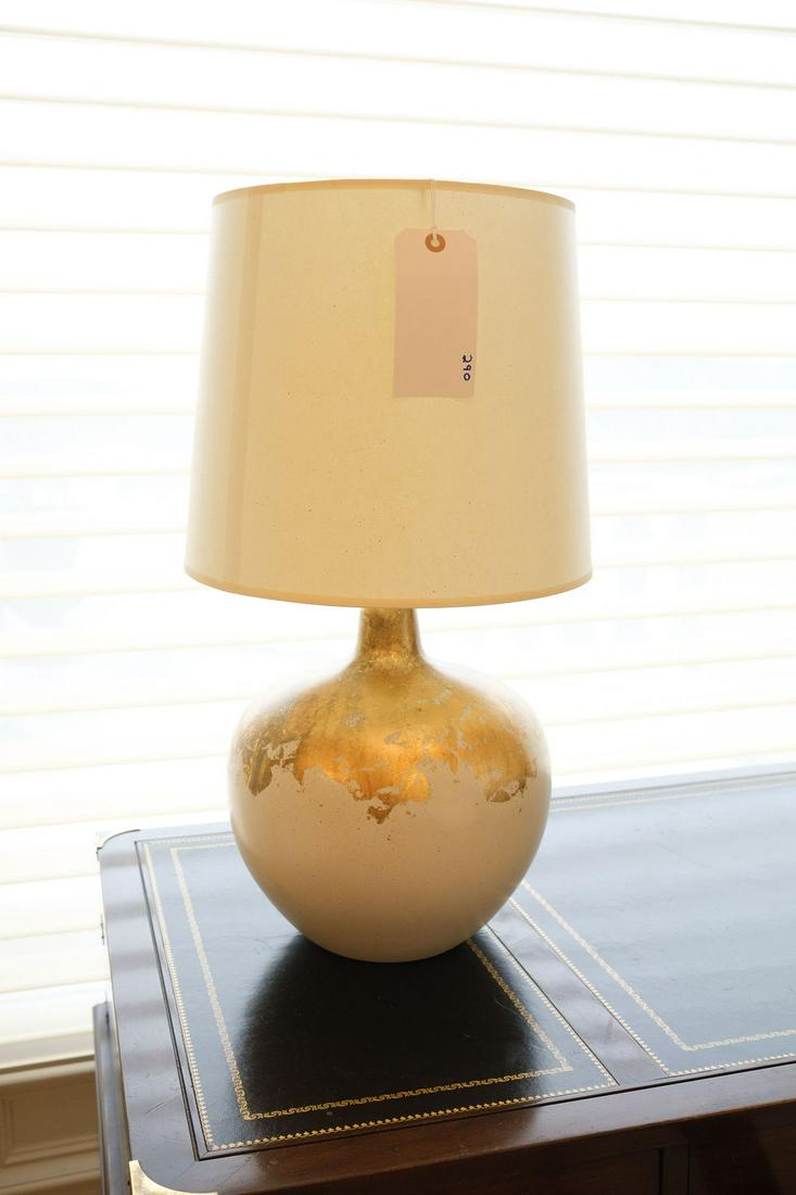Spherical lamp w/scattered gold leaf over white (1 of 1)