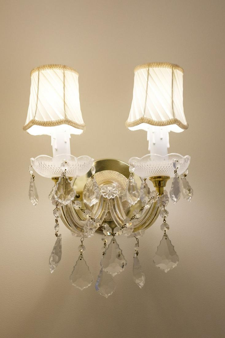 Pair (2) brass & glass sconces (1 of 4)
