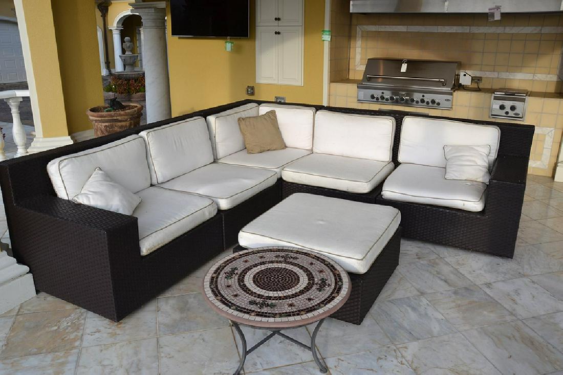 Assorted Lot to Include - 6 piece Fauz Wicker sectional (1 of 6)