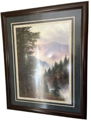 Framed Under Glass Robert Tino Print, Signed & Numbered, 742 of 950, Misty Mountainscape with Trees (1 of 1)