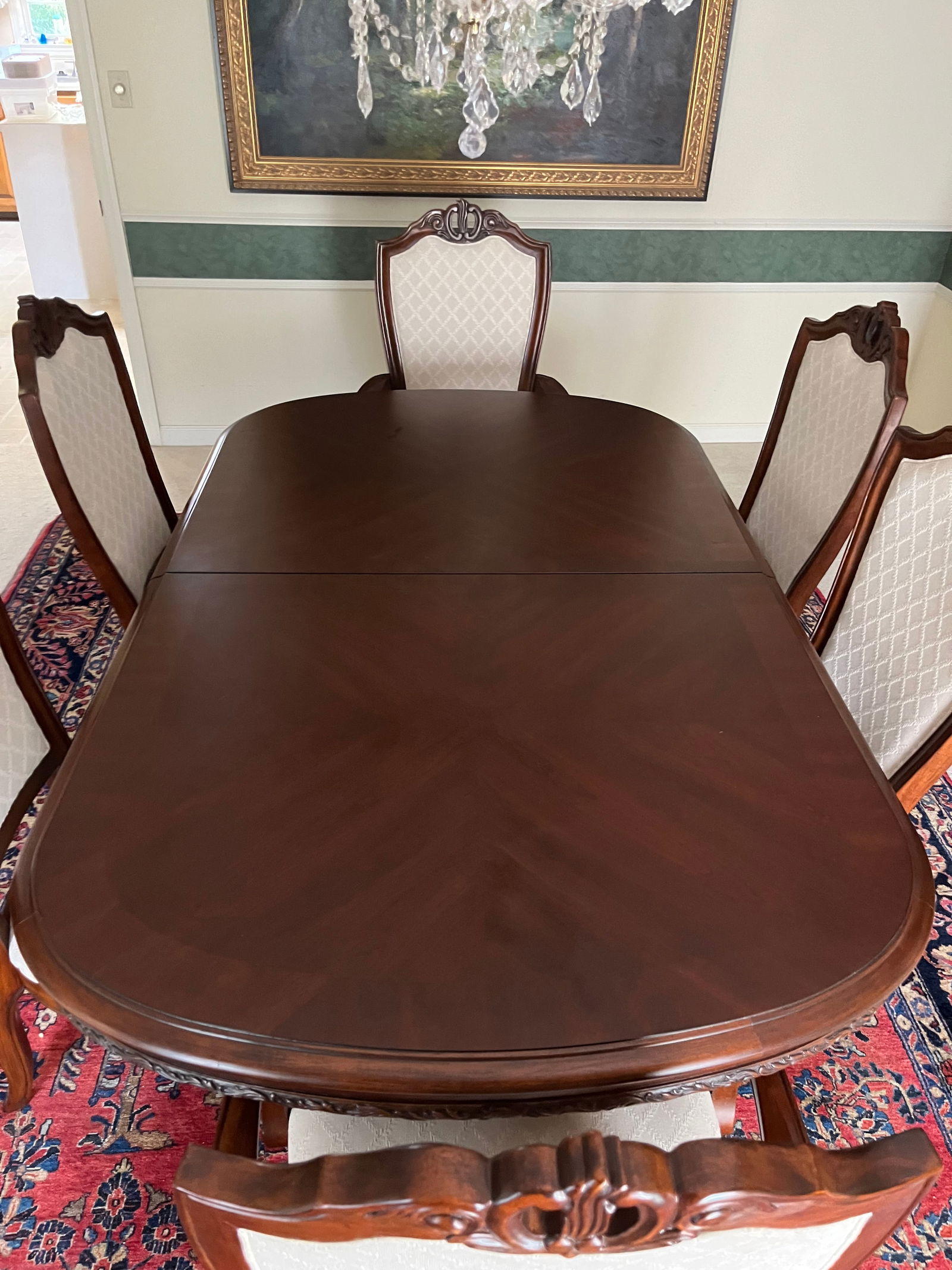 Bob Mackey by American Drew Mahogony Finish Dining Room Table with Leaf and Upholstered Chairs (1 of 6)
