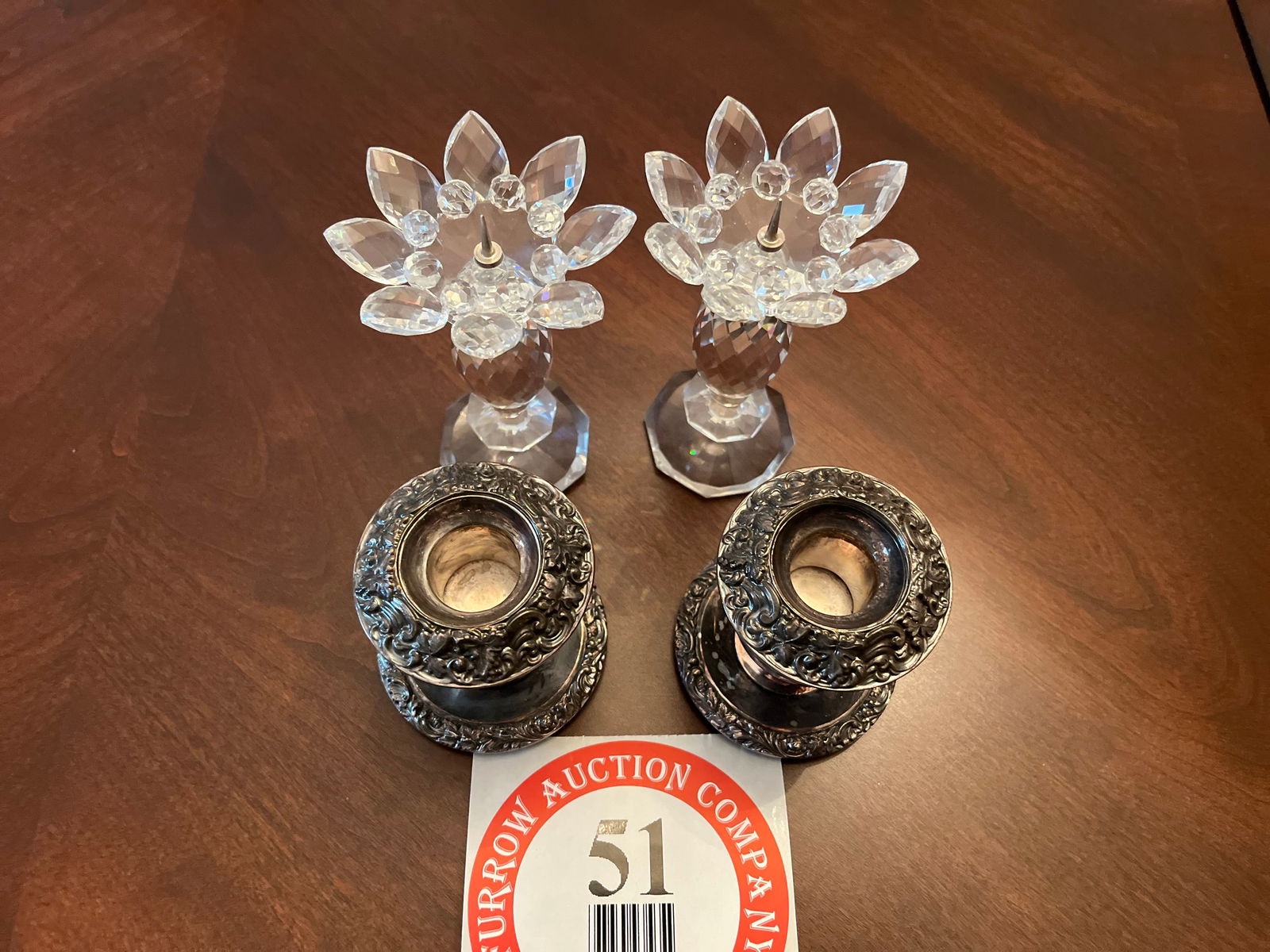 Pair of Crystal Candle Holders & Pair of Weighted Silver Plate Candle Holders (1 of 1)