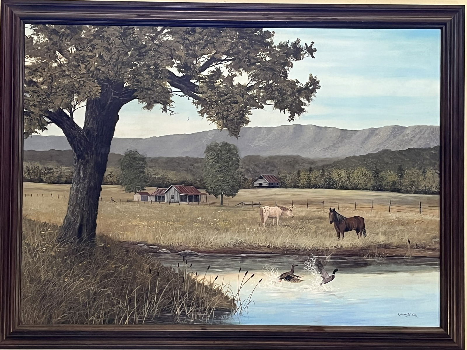 Framed Painting by Robert Tino, Signed but not Numbered, Title Unknown, Pasture Scene (1 of 2)