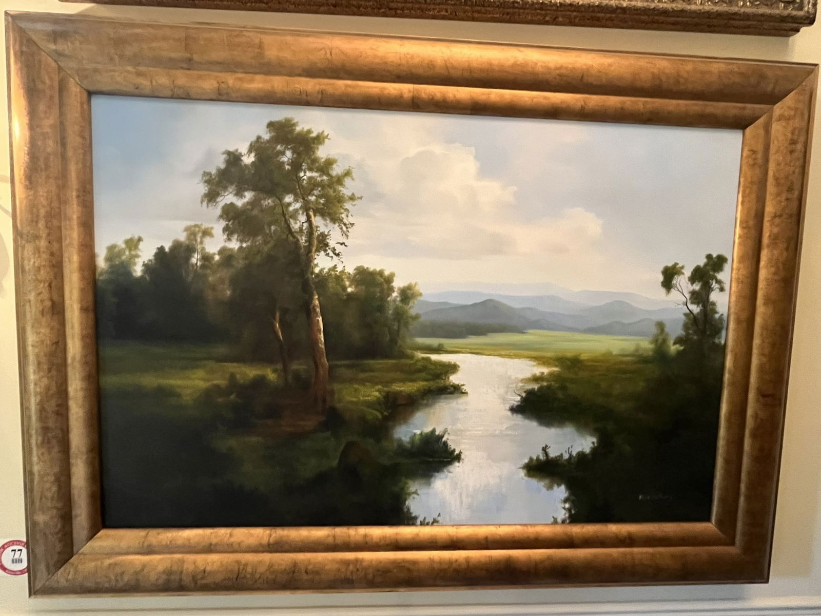 Framed Original Oil on Canvas by Ron Williams, Summer Reflections on Still Valley Pond beside (1 of 2)