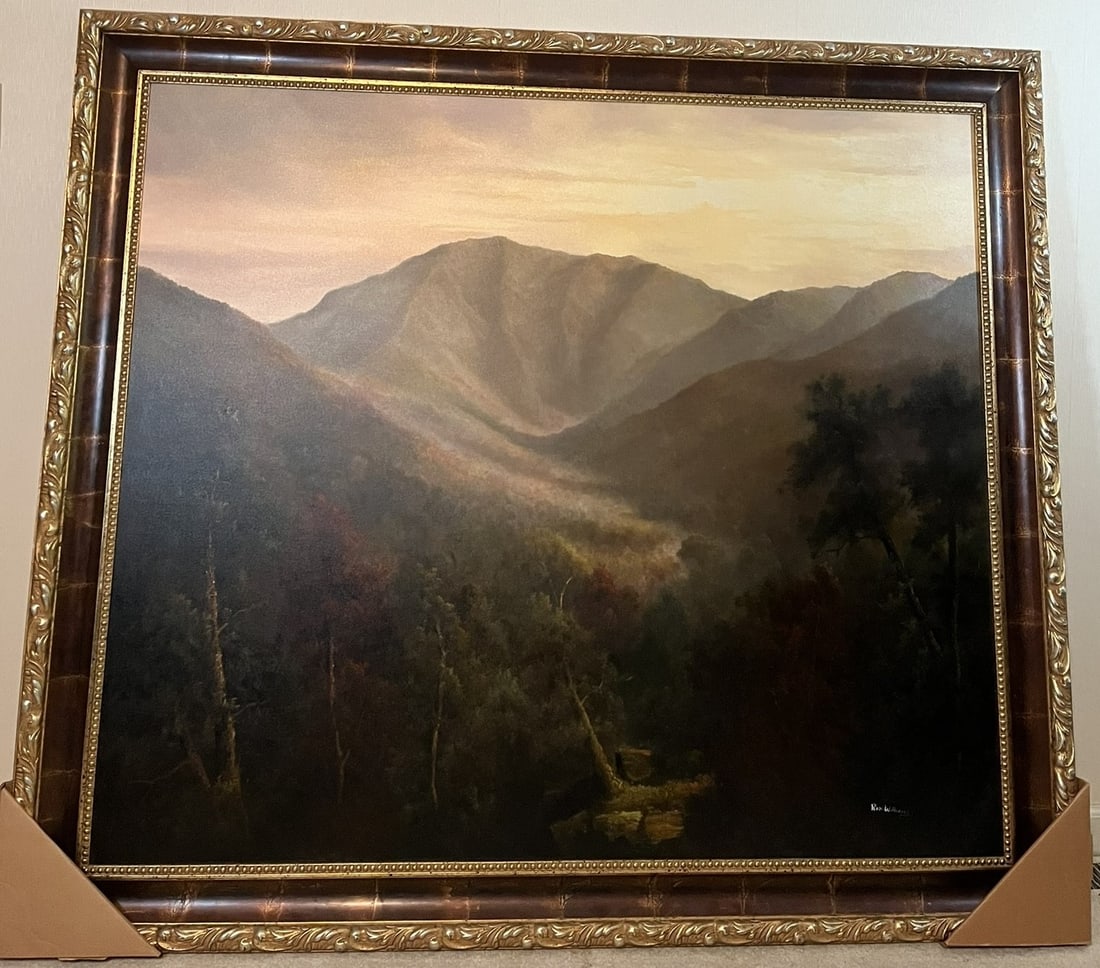 Framed Original Oil on Canvas by Ron Williams, Fall Mountains & Valley from Hillside (1 of 2)