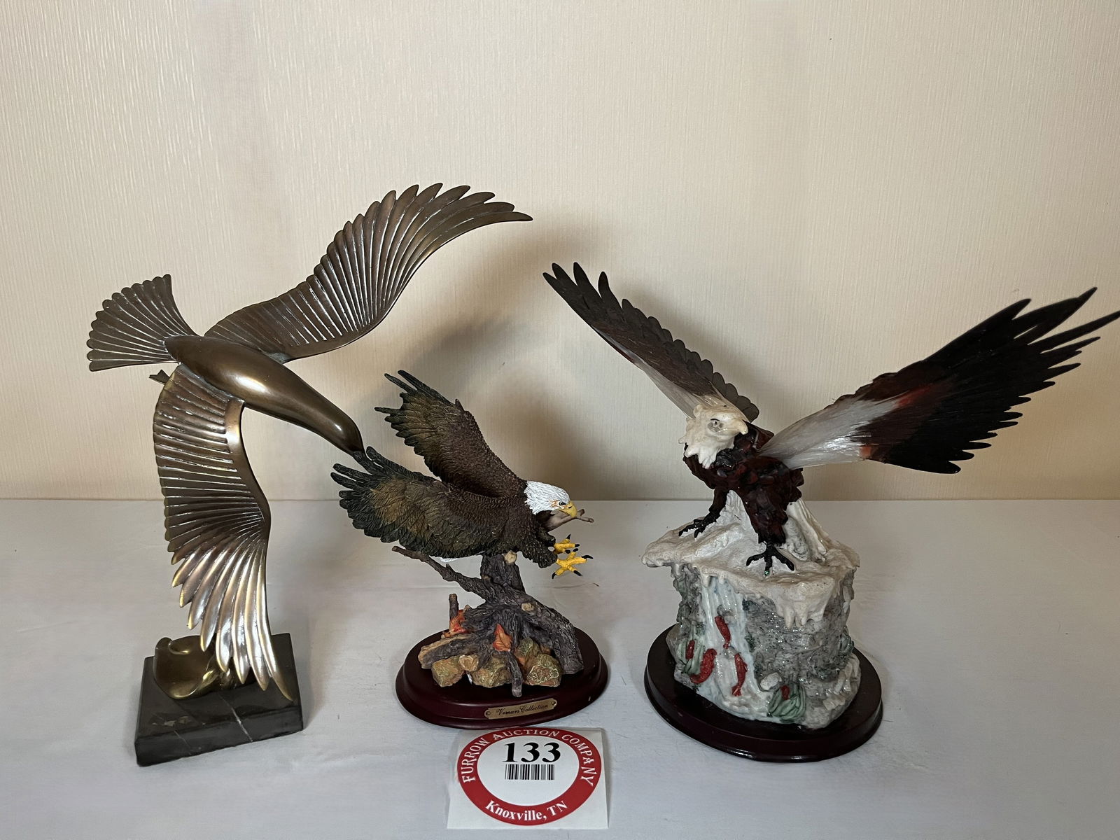 (2) Decorative Cast Eagle Figurines plus 1 Metal Bird Figurine (1 of 1)