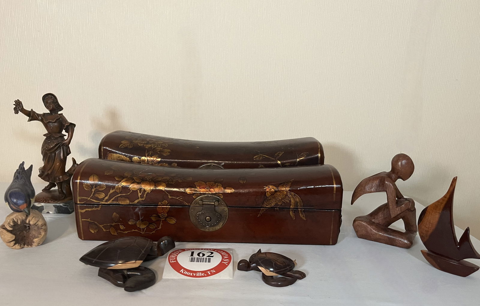 (2) Decorative Wooden Boxes, (5) Wooden Figurines (1 of 1)