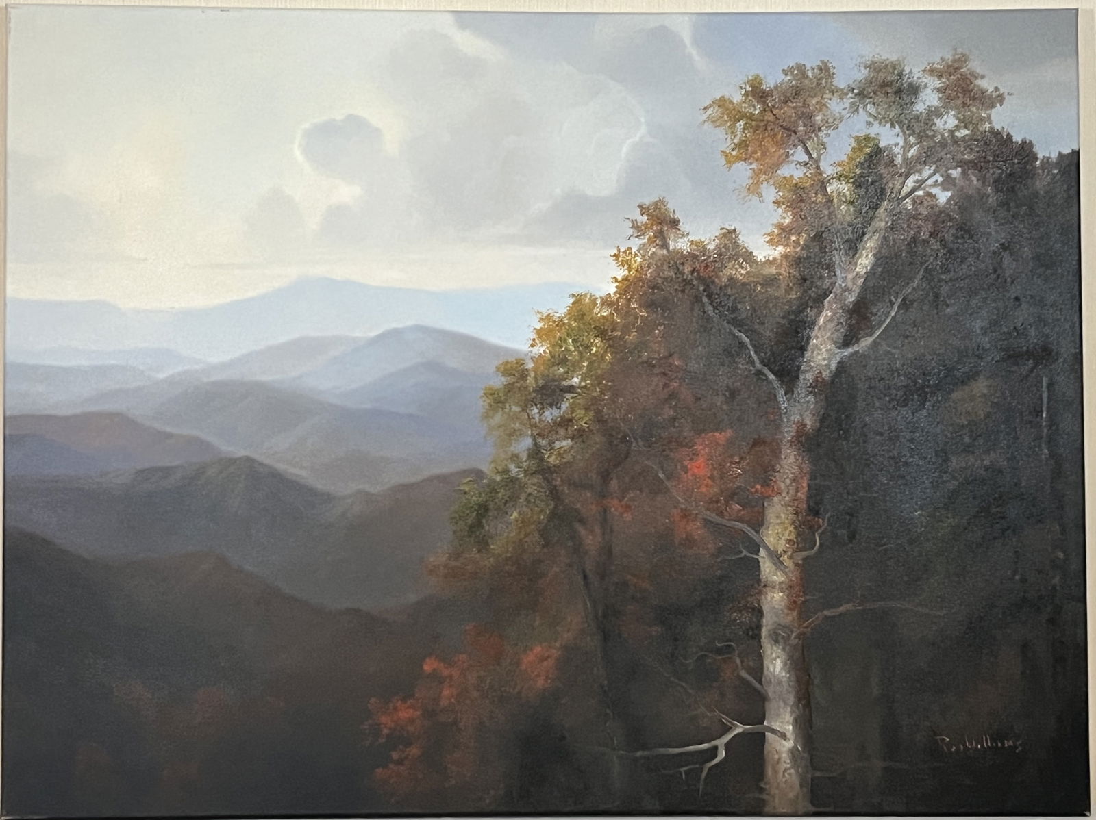 Original Ron Williams Oil on Canvas, Stretched but no Frame, Fall Trees on Hilltop with (1 of 2)