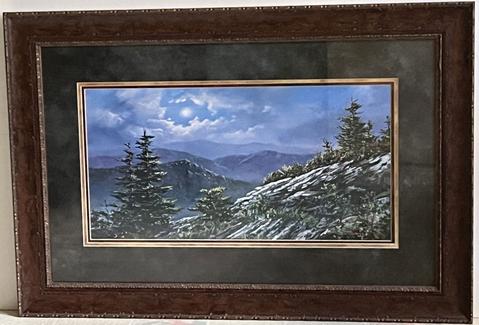 Framed Under Glass Robert A. Tino Print, Signed & Numbered, #333 of 500, "Night Light": Framed Under Glass Robert A. Tino Print, Signed & Numbered, #333 of 500, "Night Light", 35" x 24"