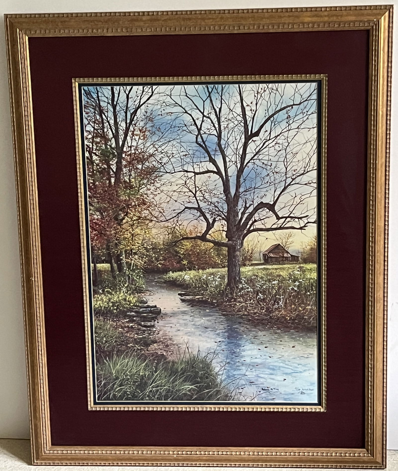 Framed Under Glass Robert A. Tino Print, Artists Proof, Signed & Numbered, #9 of 50, "Fallen Leaves" (1 of 2)