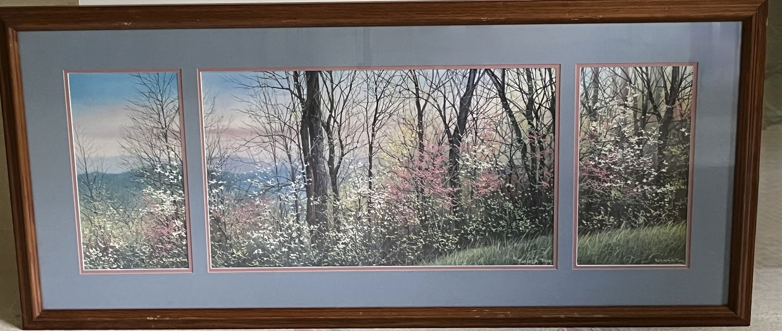 Framed Under Glass Robert A. Tino Print, Three Prints - Tri Window Matting, Signed, "April Sonnet" (1 of 3)