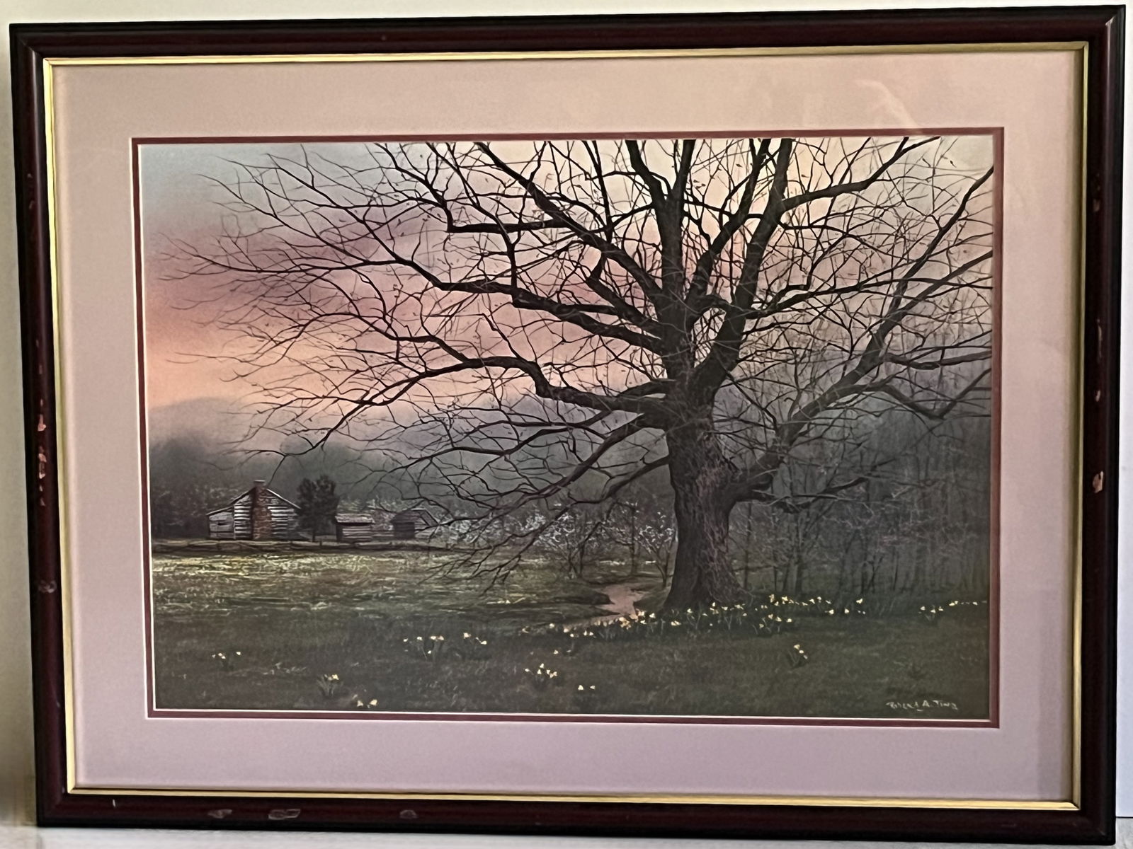 Framed Under Glass Robert Tino Print, Signed & Numbered, #872 of 950, Early Spring on The Farm (1 of 2)
