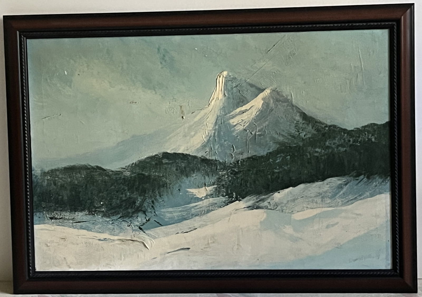 Framed Original Oil on Canvas by Ron Williams, Snowy Mountain Peaks (1 of 2)