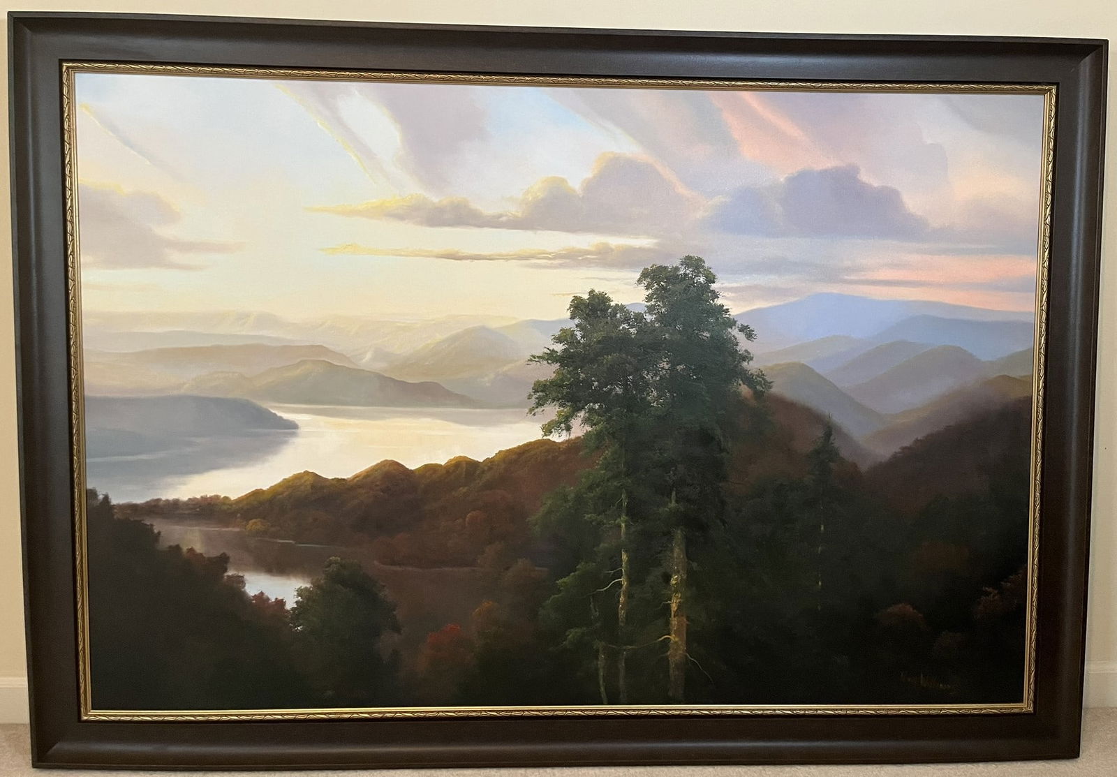 Original Ron Williams Oil on Canvas, Stretched, Summer Valley Lake with Mountainscape (1 of 2)