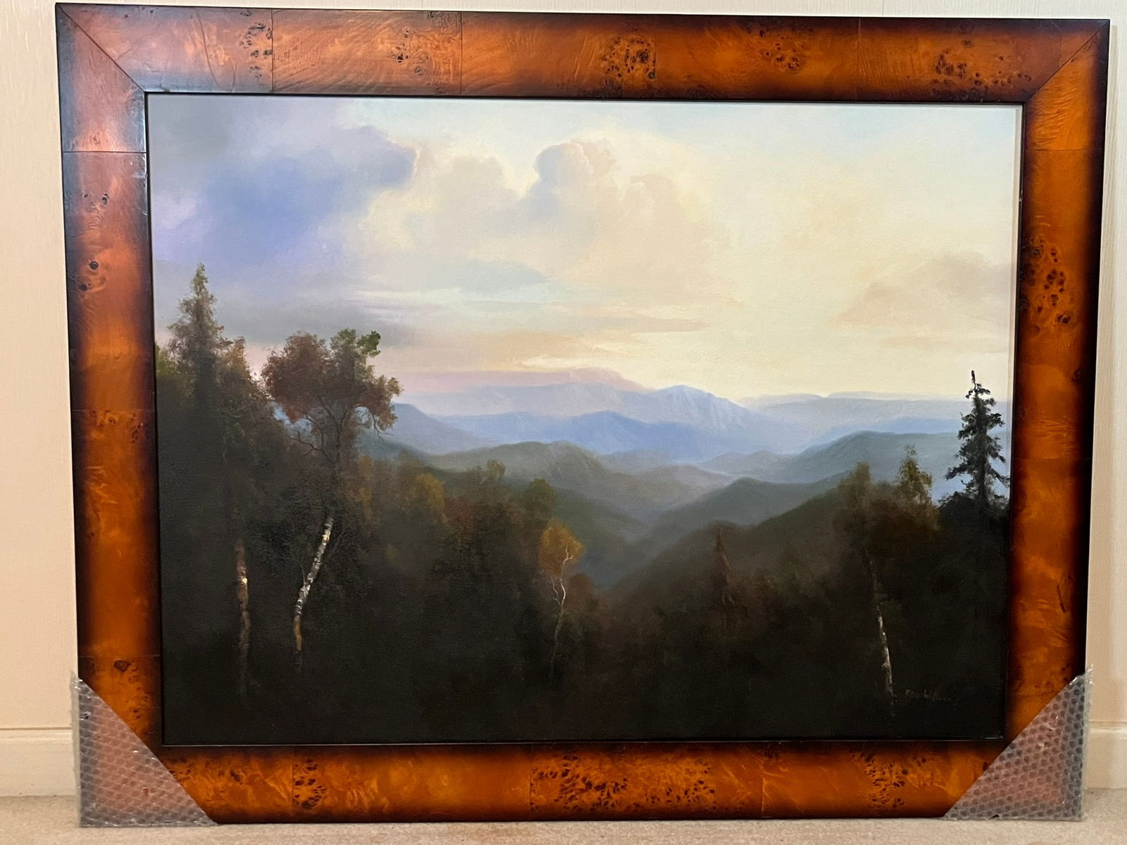 Framed Original Ron Williams Oil on Canvas, Early Fall Mountainscape from Hillside (1 of 2)