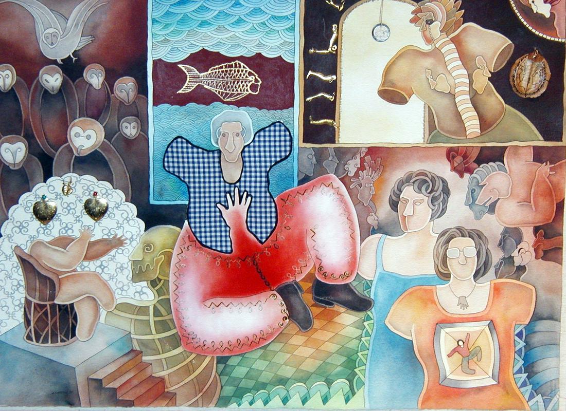 Alvaro Santiago (Mexico, b. 1953)  Untitled/Sin Titulo, mixed media on paper with collage (1 of 1)