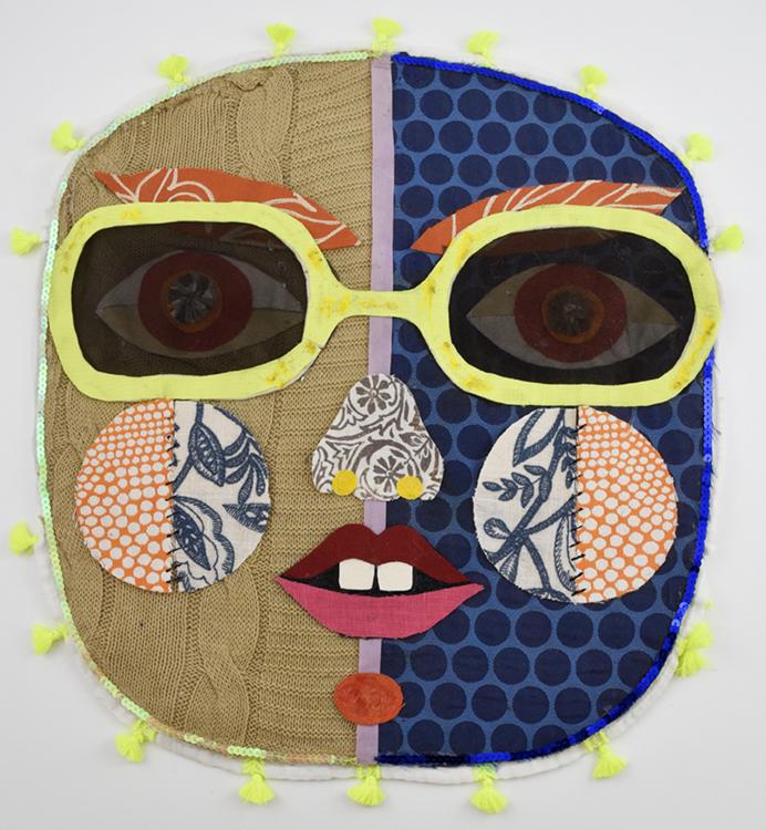 Mariana Monteagudo (Venezuela, b. 1976) Untitled (face)/Sin Titulo (Cara), mixed media on fabric (1 of 3)