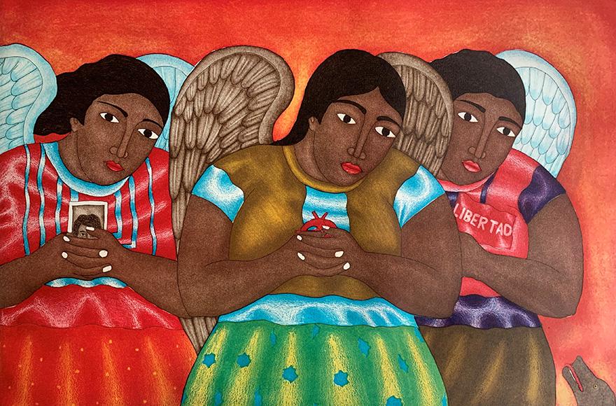 Fernando Olivera (Mexico, b. 1962) Three Angels/Tres Angeles, etching, image size: 12.9 x 19.5 in. (1 of 4)