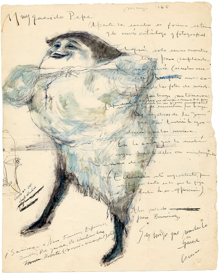 Jose Luis Cuevas (1934-2017) Muy Querido Pepe, Marzo 1955. Hand written Letter (1 of 3)