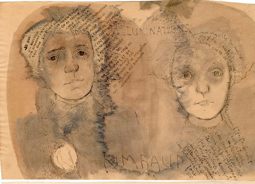 Jose Luis Cuevas (Mexican, 1934-2017) . Original study for Rimbaud. 1966. Mixed media. (1 of 1)