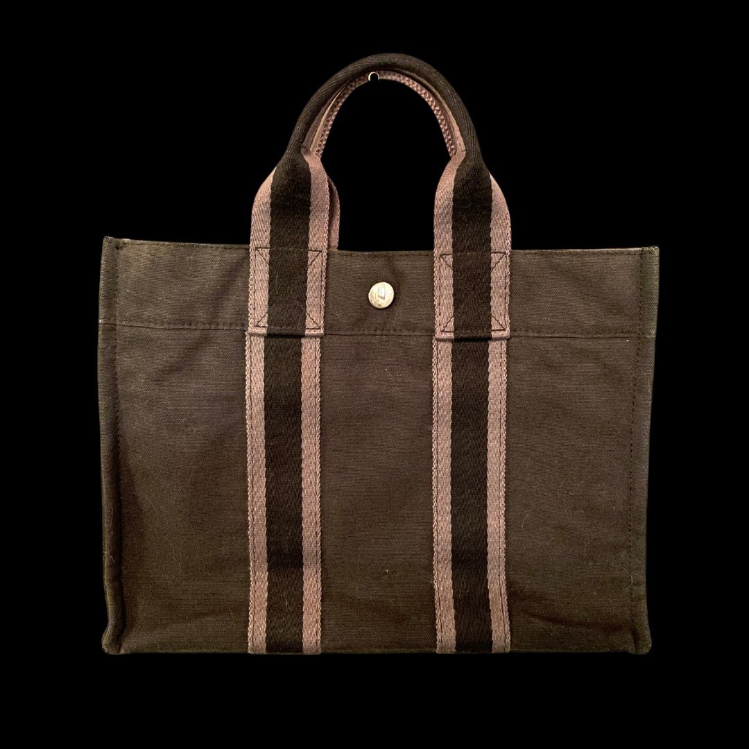 Hermes Paris Vintage Black Cotton Fourre Tout PM Tote (1 of 4)