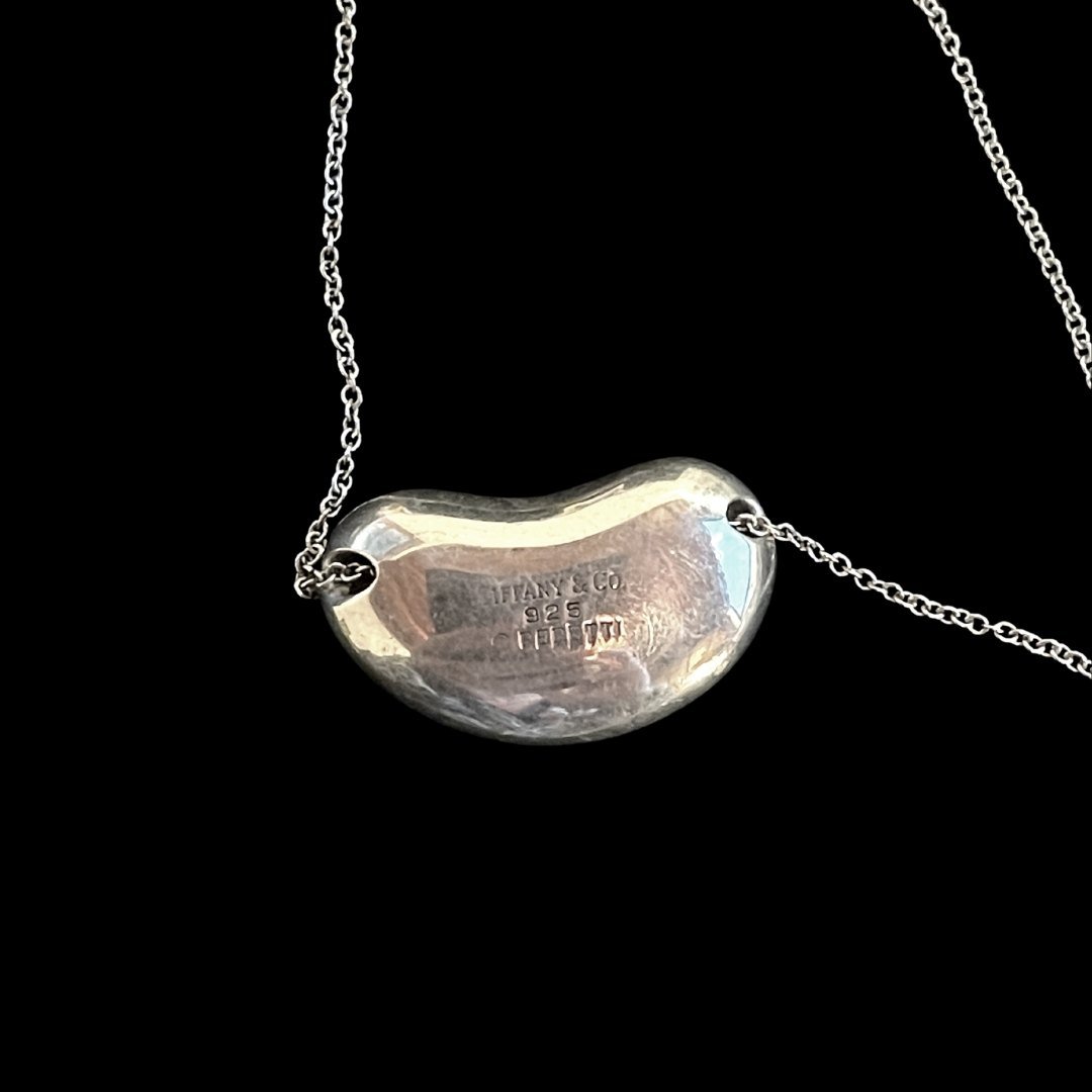 TIFFANY & Co. Silver Beans Elsa Peretti: Large TIFFANY & Co. Silver Beans Elsa Peretti on Sterling 16" Chain. Please Note the chain is not Tiffanies, But was installed by a professional Jeweler.