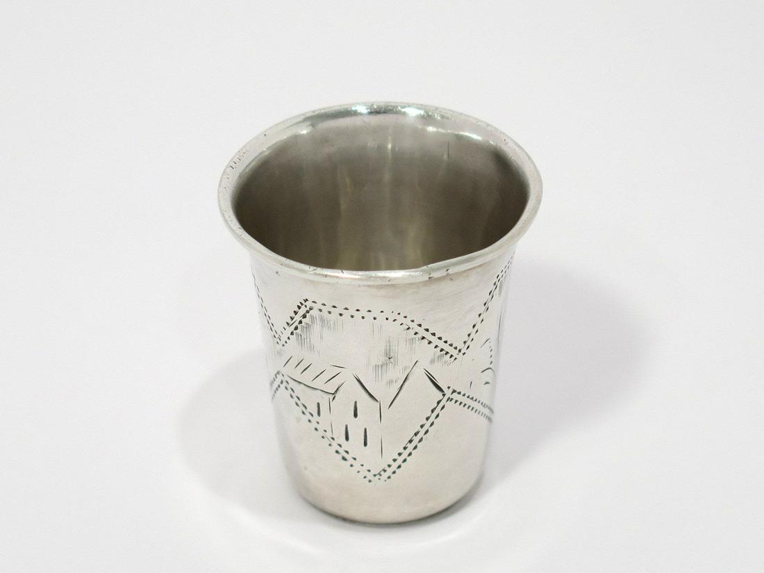 1 5/8 in - 84 Silver Antique Russian Vodka Shot Cup: Dimensions: 1 5/8 x 1.5 in