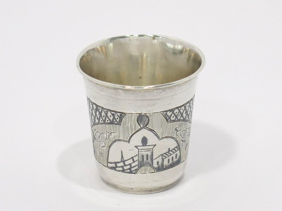 1 5/8 in - 84 Silver Black Enamel Antique Russian c. 1874 Vodka Shot Cup (1 of 3)