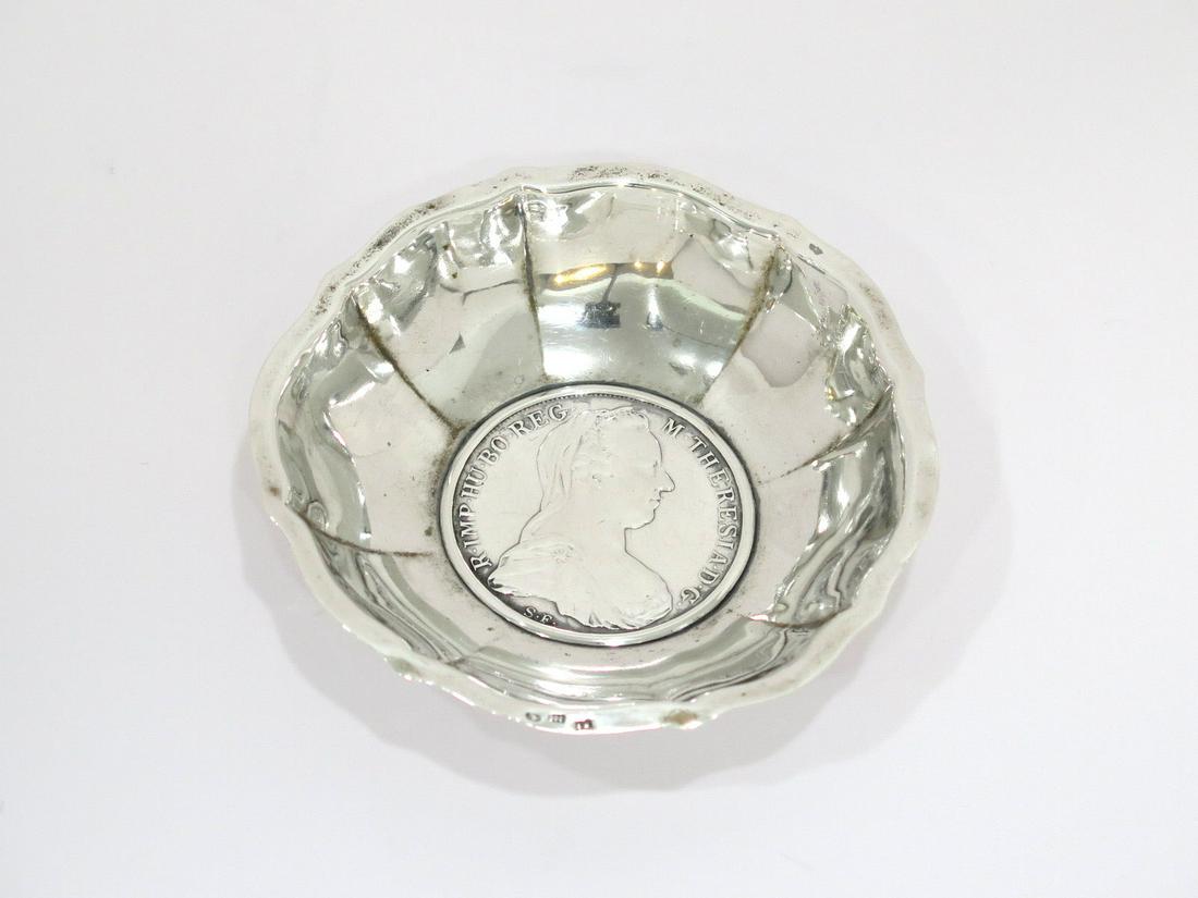 3 5/8 in - European Silver Antique Maria Theresa Thaler Candy Nut Dish (1 of 5)