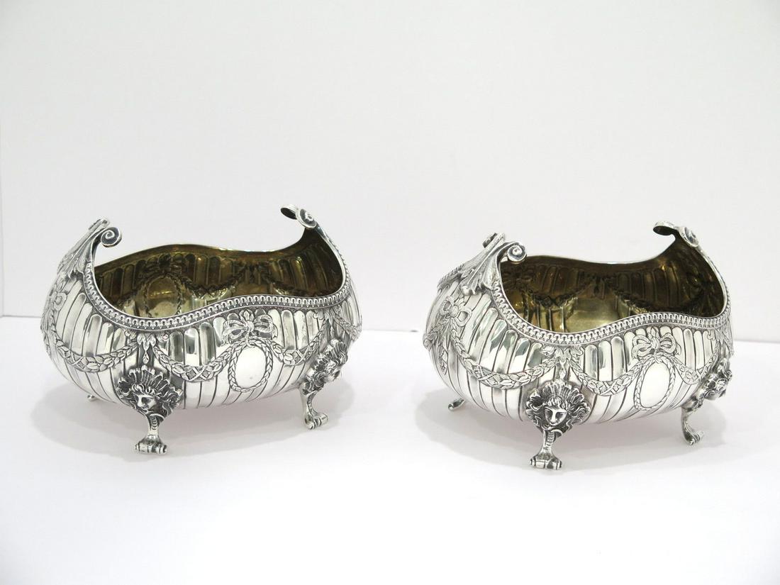 Pair of 7 in Sterling Silver Antique English Boat-Shaped Footed Candy Nut Dishes (1 of 5)