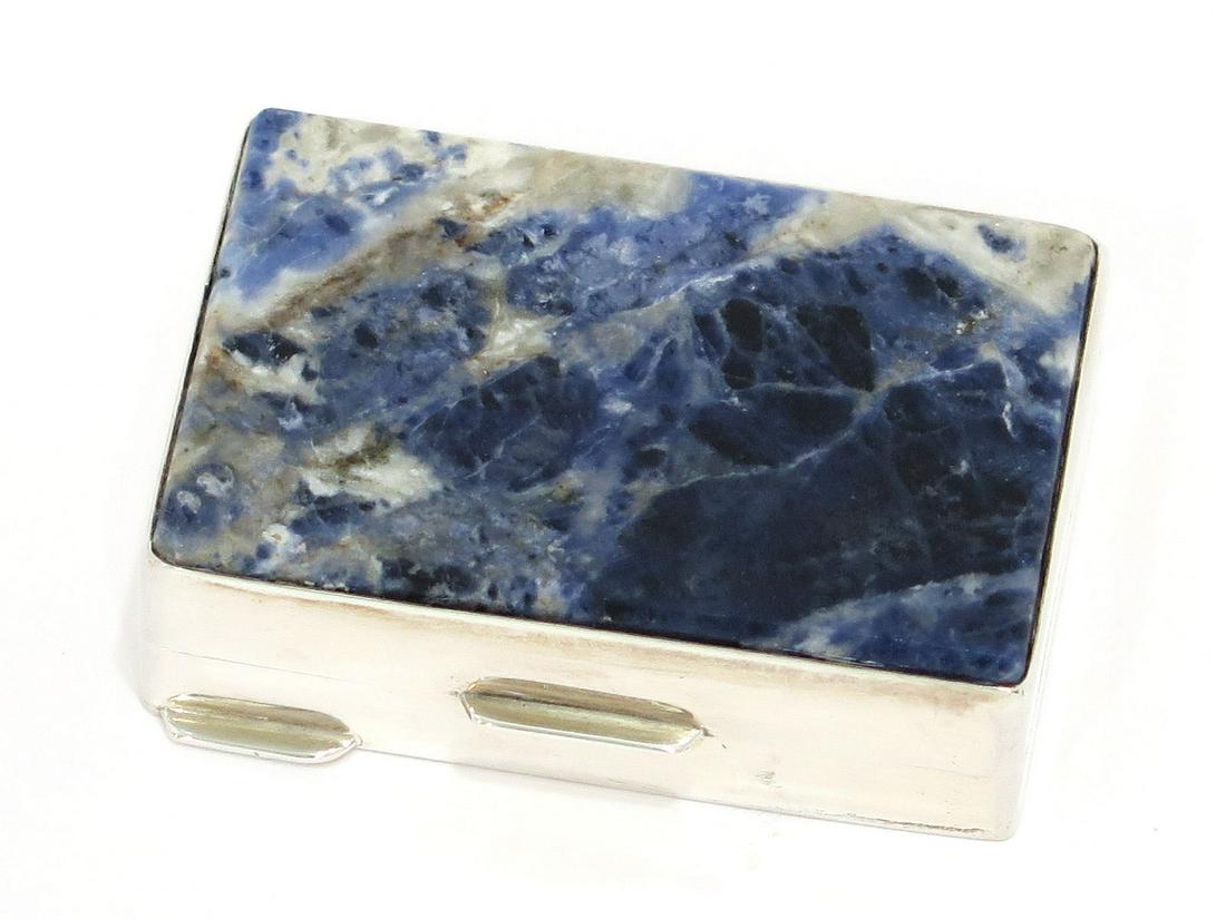 2 3/8 in - European Silver Lapis Top Antique Continental Snuff Box (1 of 5)