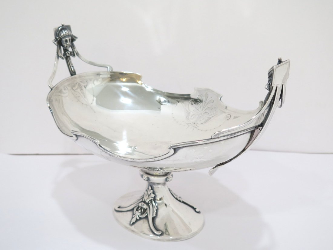 13" Sterling Silver Ford & Tupper Antique 1874 Greek Revival Footed Serving Bowl: Dimensions (l x w x h): 12 7/8 x 8 x 8 7/8 in Weight: 24.7 toz Patrick Ford & Jonas Tupper, New York, 1867 - 1874