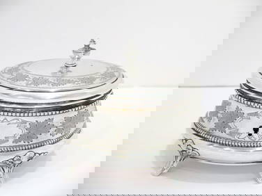 5 5/8" European Silver Gilt Inside Antique Continental Foliate Pattern Tea Caddy (1 of 4)