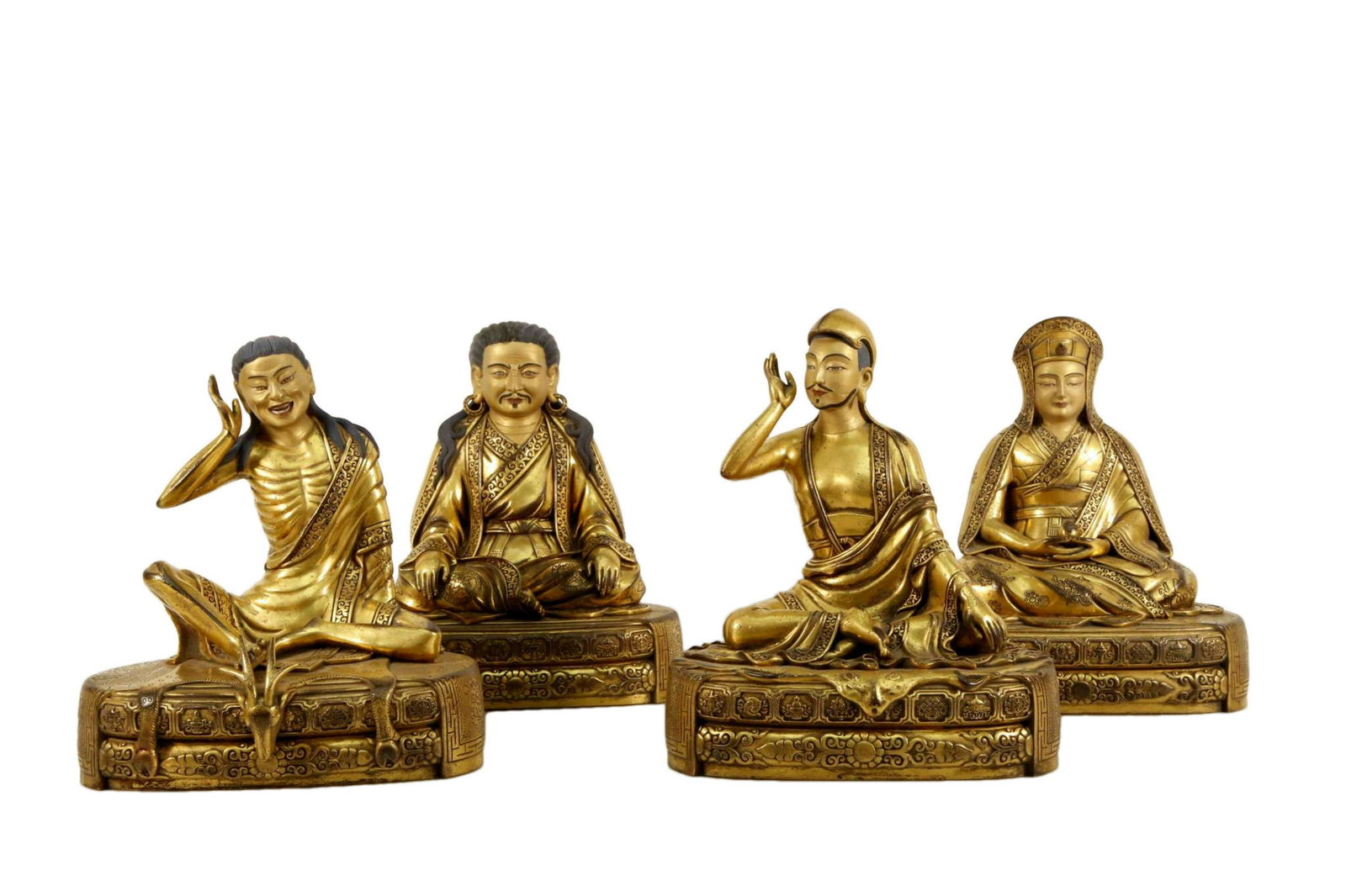 A Set of Gilt Bronze Buddhist Figures of Guru (1 of 19)