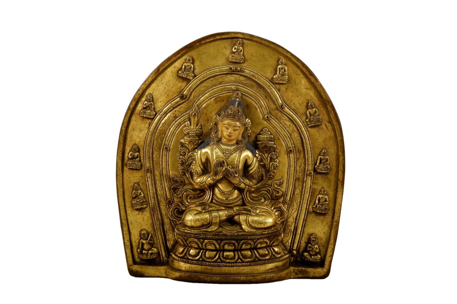 Gilt Bronze Buddha Plate of Manjushri (1 of 4)