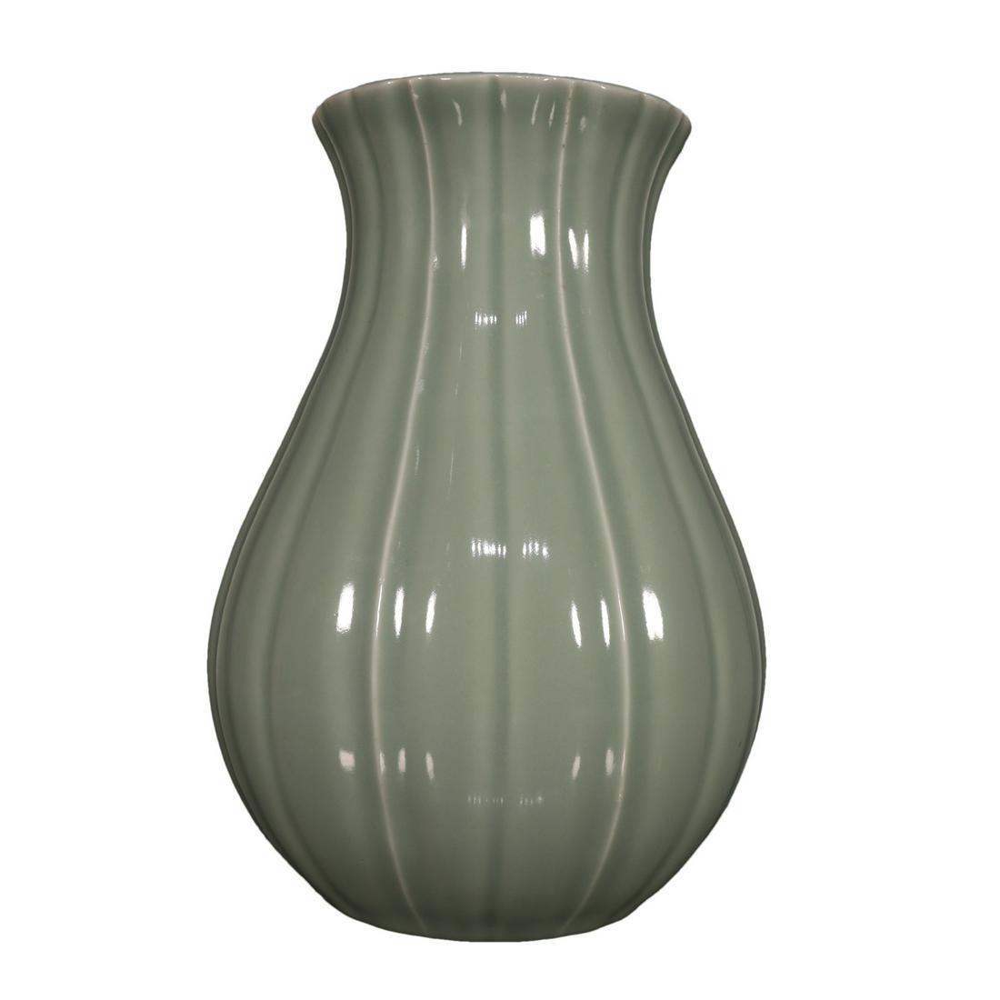 A Fabulous Green-Ground Melon Rib Vase (1 of 10)