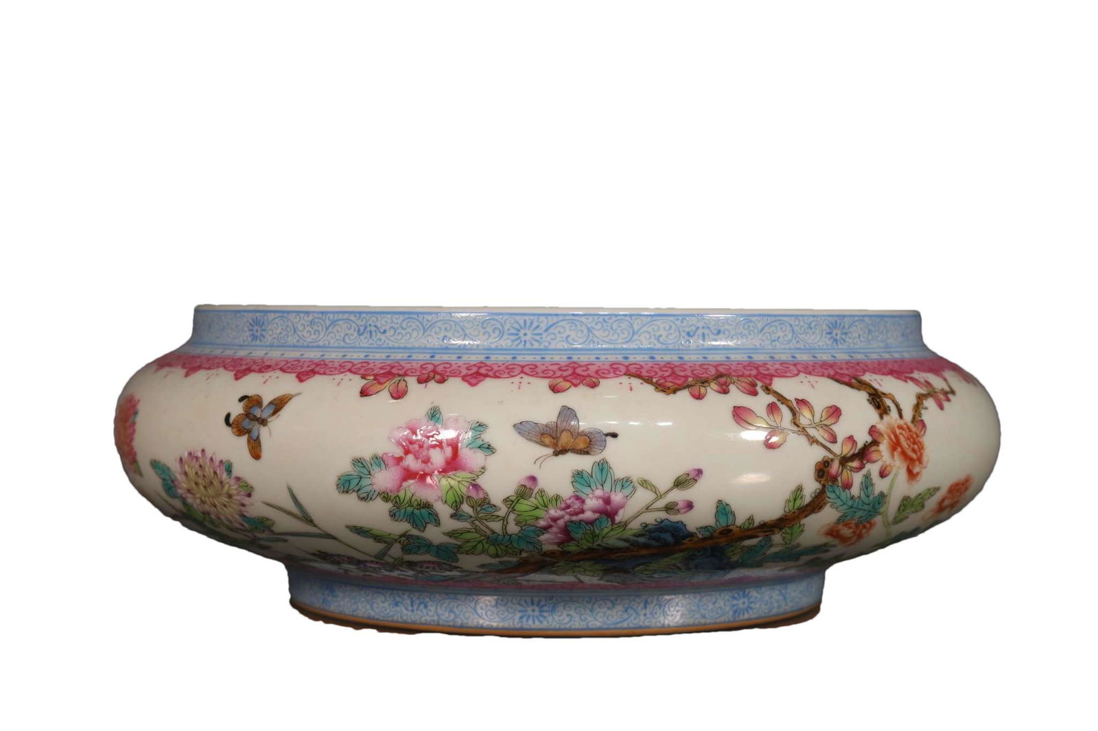 A Fine Famille Rose Flower& Bird Brush Pot (1 of 9)