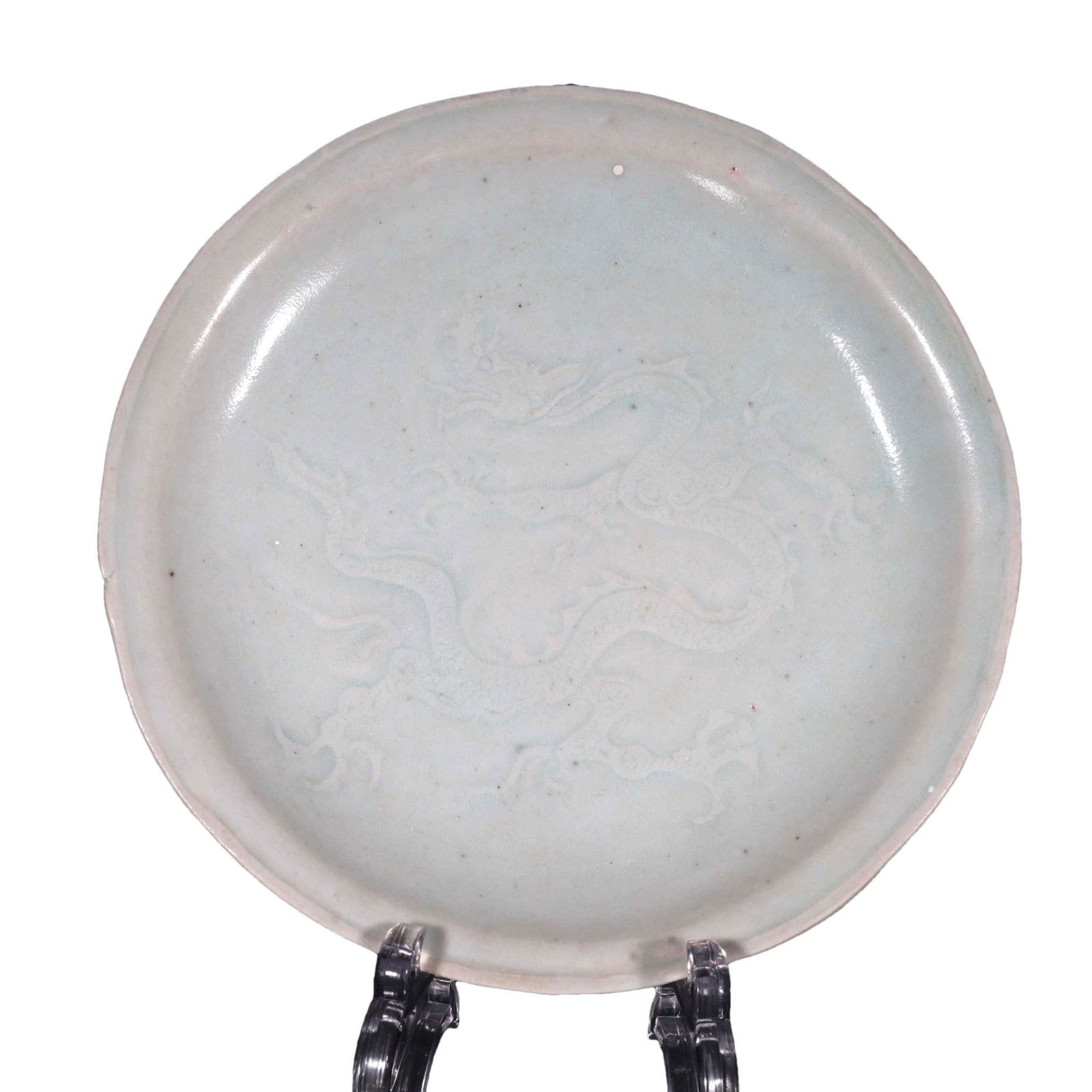 A Fine Shufu-Glazed Dragon-carved Plate (1 of 4)