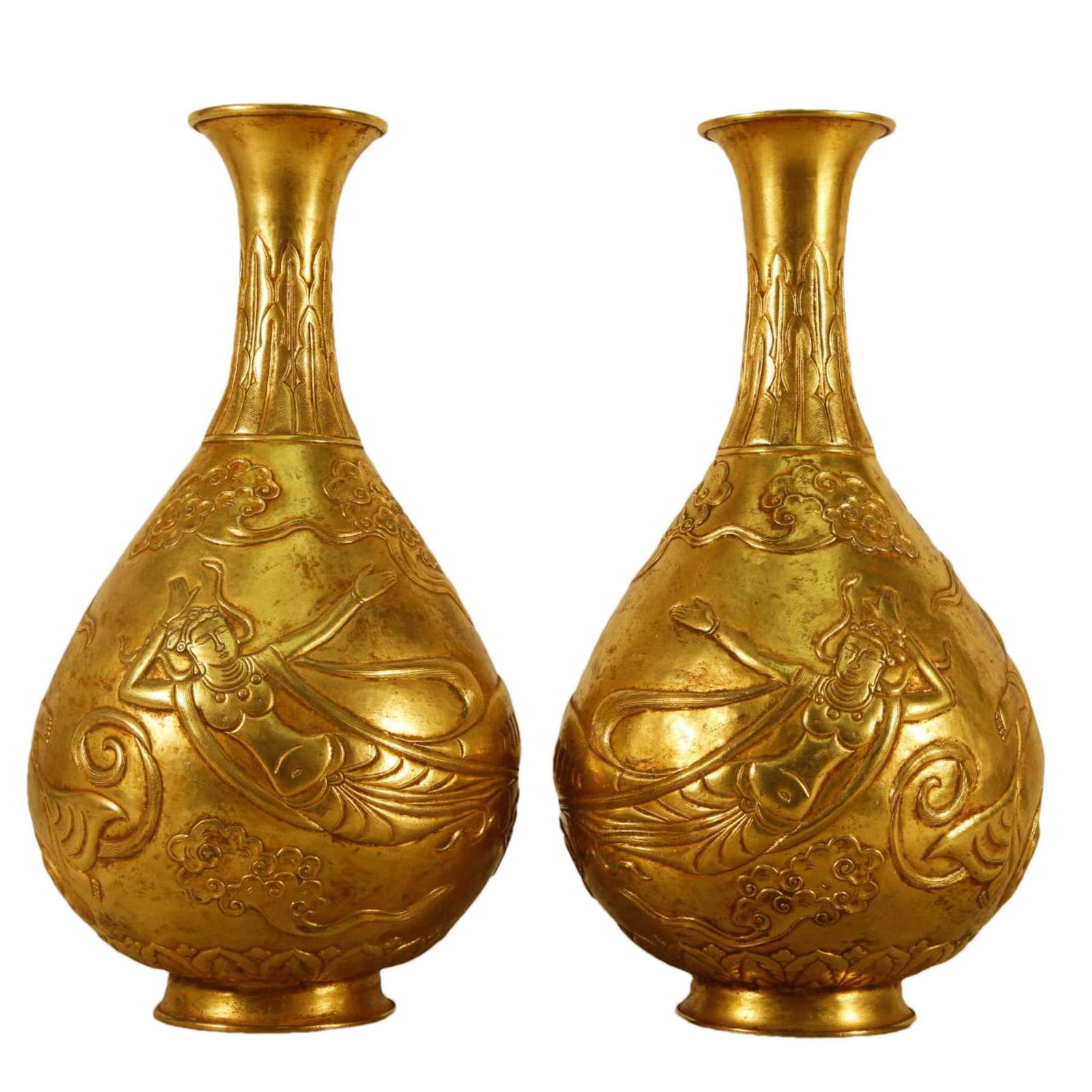 A Pair Of Gilt-Bronze 'Dunhuang' Vases (1 of 11)