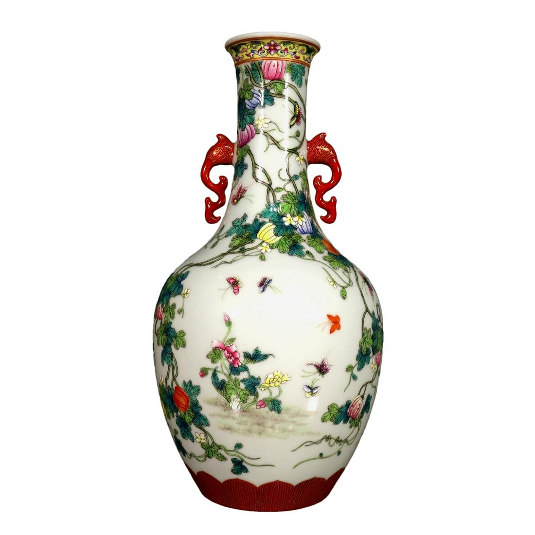 A Fabulous Famille-Rose Flower Butterfly Vase (1 of 12)