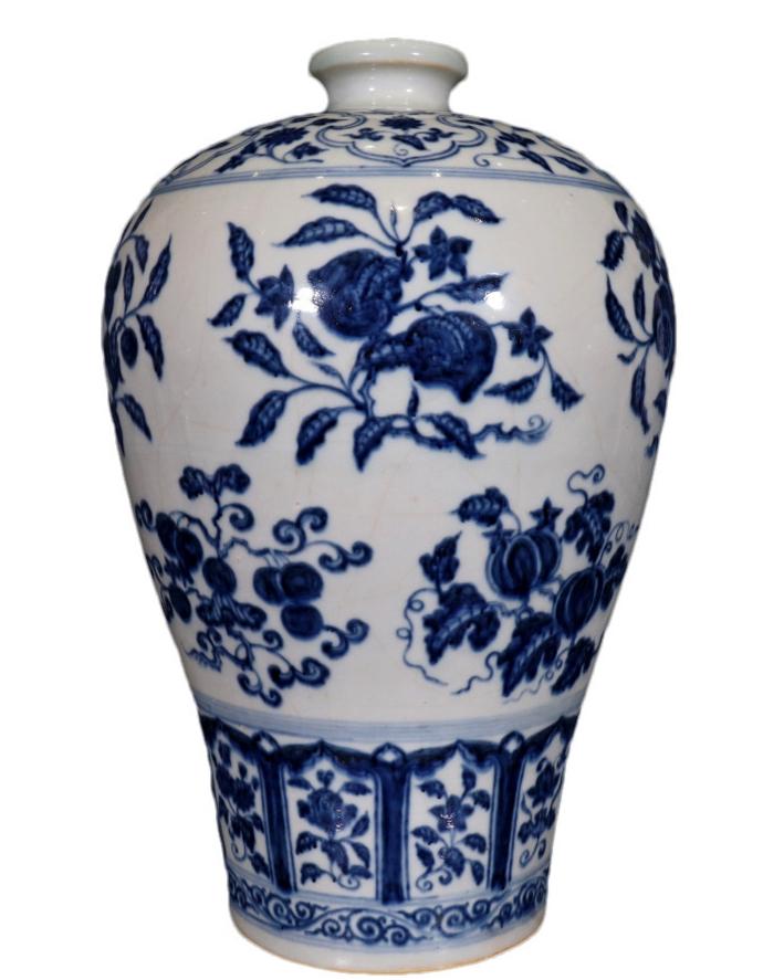 A Lovely Blue And White Flower& Fruit Plum Vase (1 of 9)